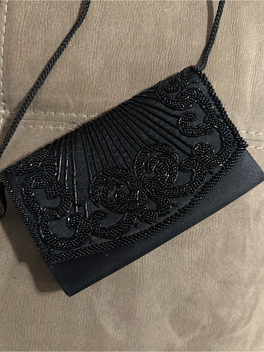 La Regale Black Beaded Shoulder Bag